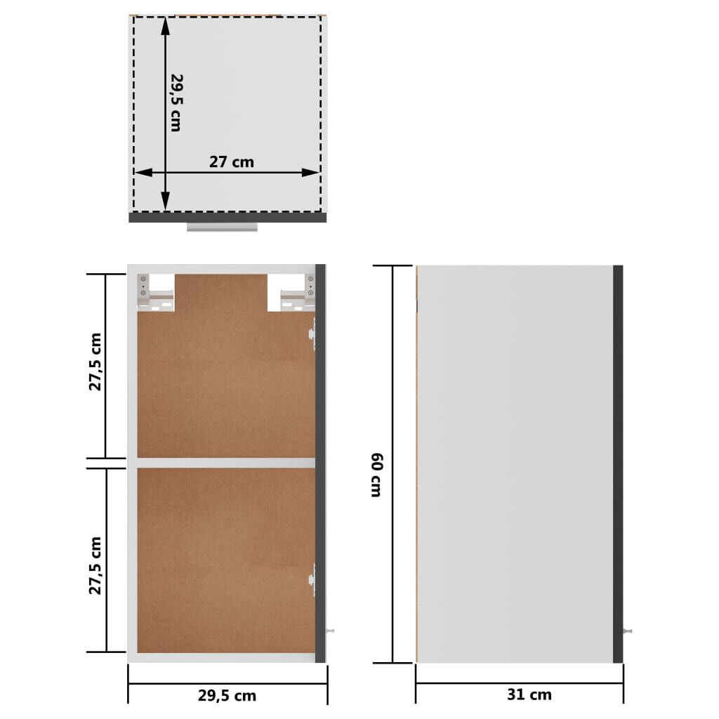 vidaXL Ντουλάπι Κρεμαστό Lyon Γυαλιστερό Γκρι 29,5x31x60εκ. από