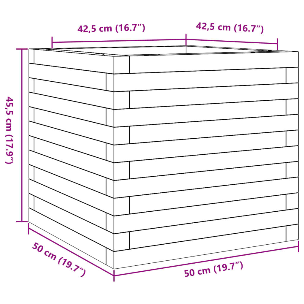 vidaXL Ζαρντινιέρα Λευκή. 50x50x45,5 εκ από Μασίφ Ξύλο Πεύκου