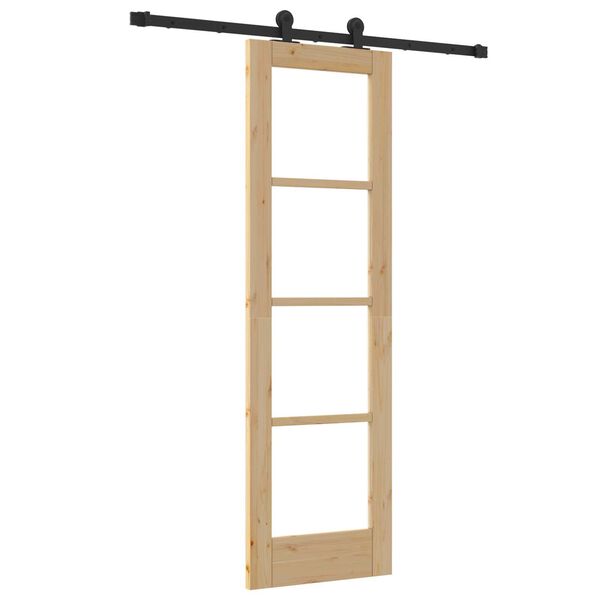 vidaXL Συρόμενη Πόρτα Καφέ 61 x 198.5 εκ. Ξύλο και μέταλλο