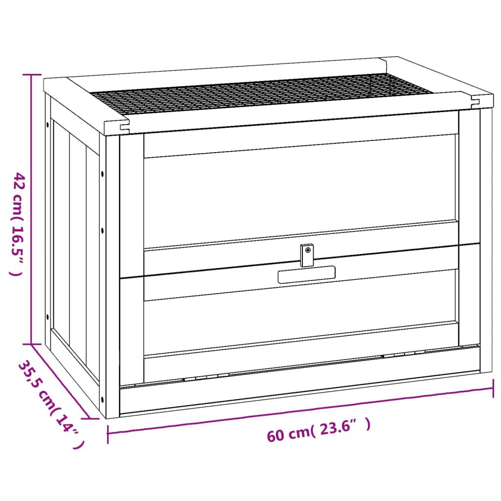 vidaXL Κλουβί Χάμστερ 60 x 35,5 x 42 εκ. από Μασίφ Ξύλο Ελάτης