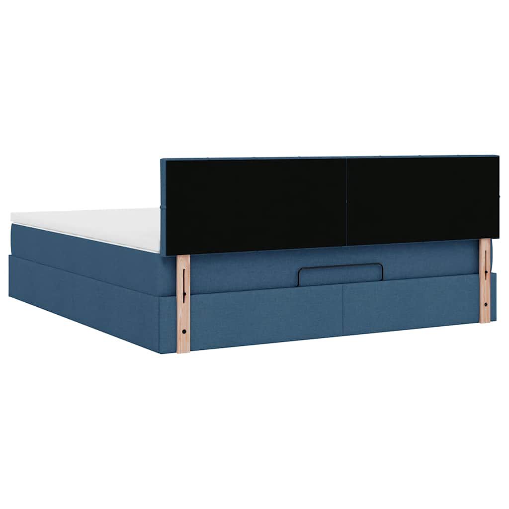 vidaXL Οθωμανικό κρεβάτι με στρώμα μπλε 160x200cm ύφασμα