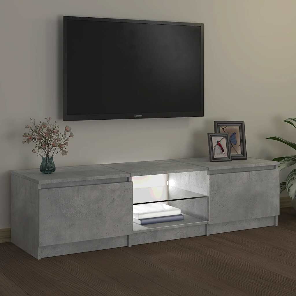 vidaXL Έπιπλο Τηλεόρασης με LED Γκρι Σκυροδέματος 140x40x36 εκ.