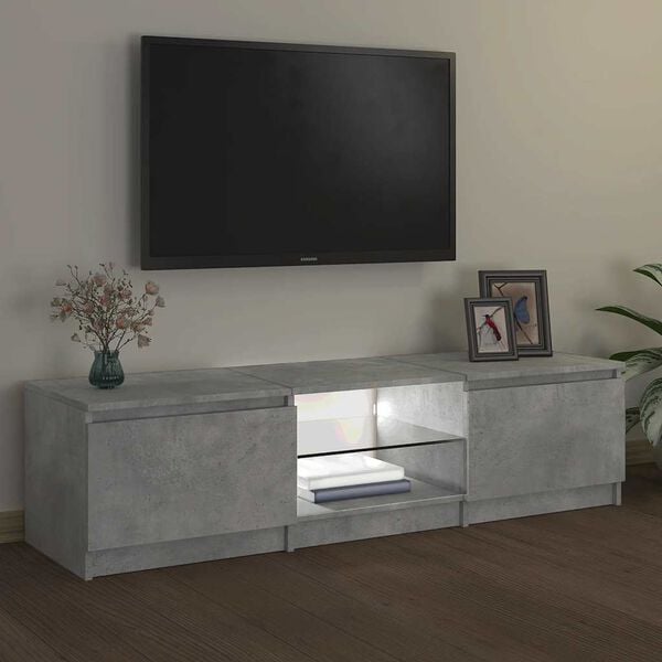vidaXL Έπιπλο Τηλεόρασης με LED Γκρι Σκυροδέματος 140x40x36 εκ.