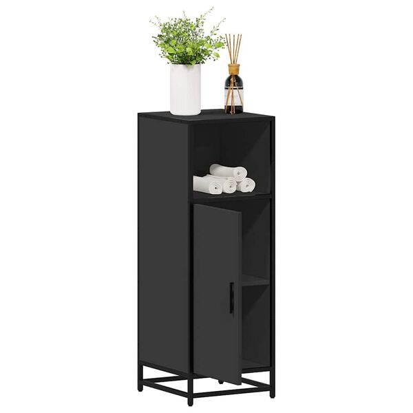 vidaXL Ντουλάπι μπάνιου Μαύρο 35x37,5x100 cm Ξύλινη κατασκευή