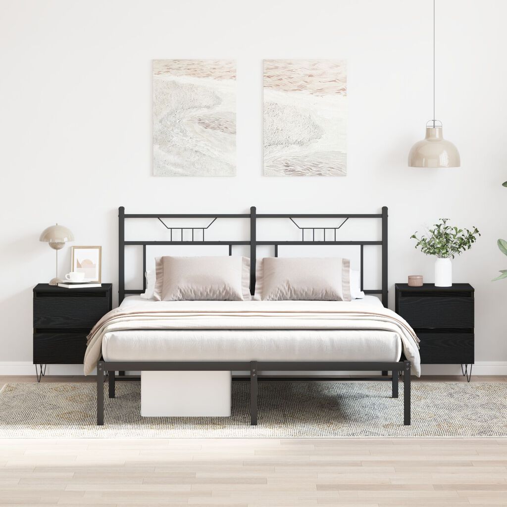 vidaXL Κομοδίνα 2 τεμάχια Μαύρη Δρυς 40x35x50 εκ Επεξεργασμένο Ξύλο