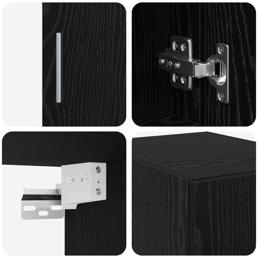 vidaXL Slim Storage Cabinet Μαύρος Δρυς 30x42.5x225 cm Επεξεργασμένο Ξύλο