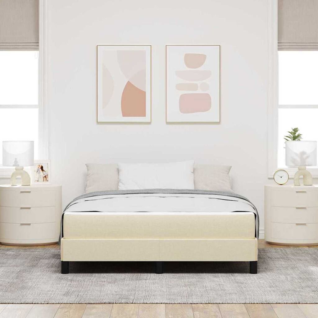 vidaXL Κρεβάτι με ελατήρια με στρώμα Κρεμ 160 x 200 cm ύφασμα