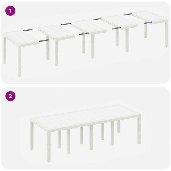 vidaXL Τραπέζι Κήπου Λευκό 250x100x73 εκ. Πολυ Ράττον