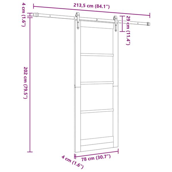 vidaXL Συρόμενη Πόρτα ORKDAL Καφέ 78 x 202 εκ. Ξύλο και μέταλλο