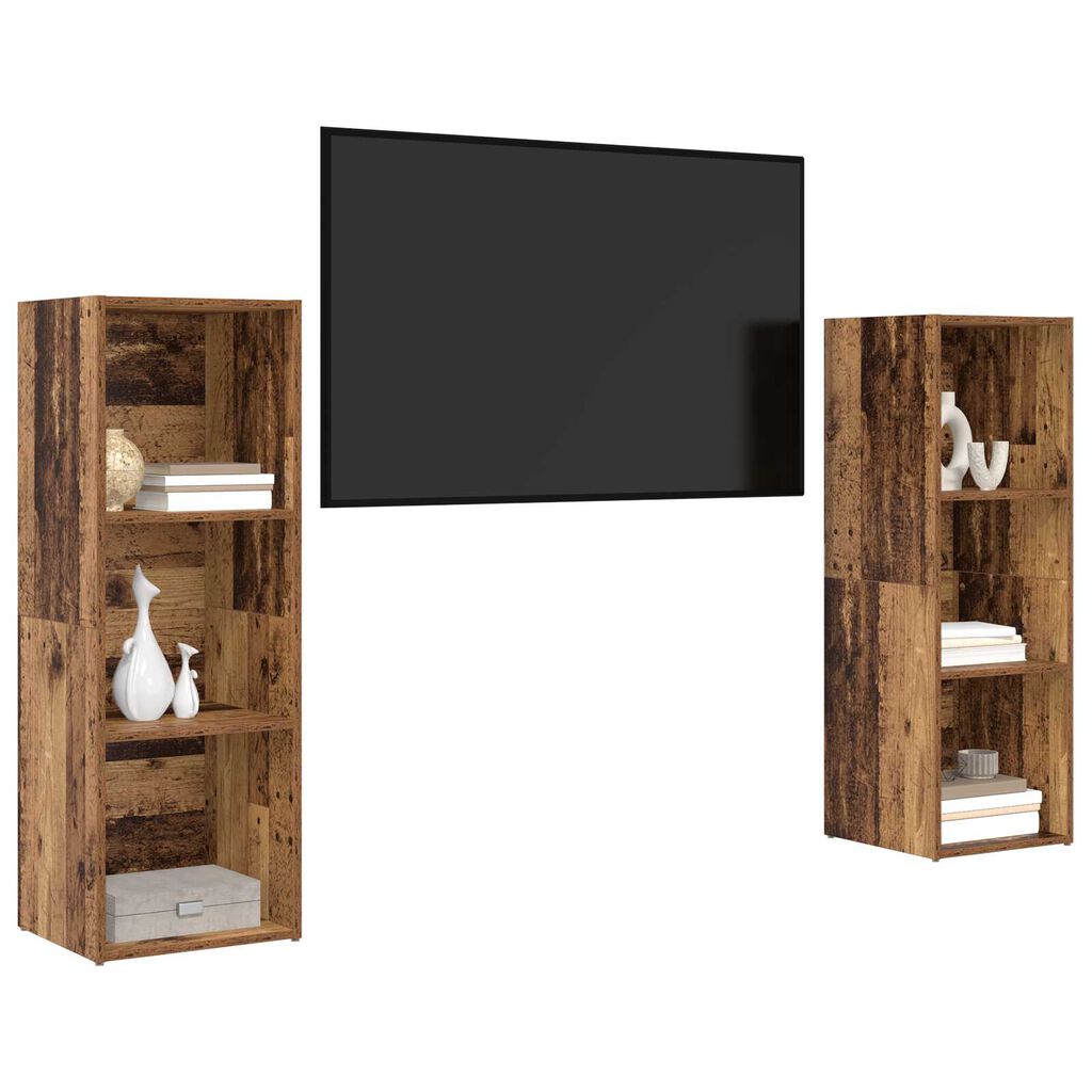 vidaXL Σετ επίπλου τηλεόρασης 2 pcs Παλιό ξύλο 107 x 35 x 37 cm