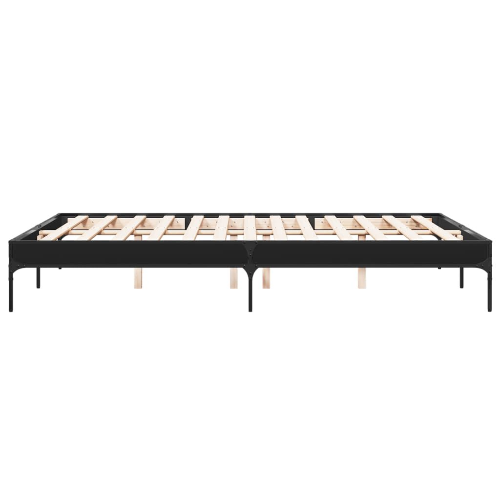 vidaXL Πλαίσιο Κρεβατιού Μαύρο 160x200 εκ. Επεξ. Ξύλο & Μέταλλο