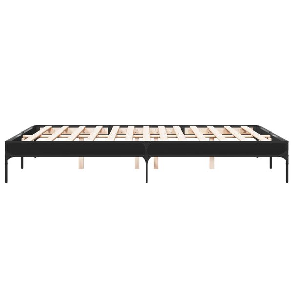 vidaXL Πλαίσιο Κρεβατιού Μαύρο 160x200 εκ. Επεξ. Ξύλο & Μέταλλο