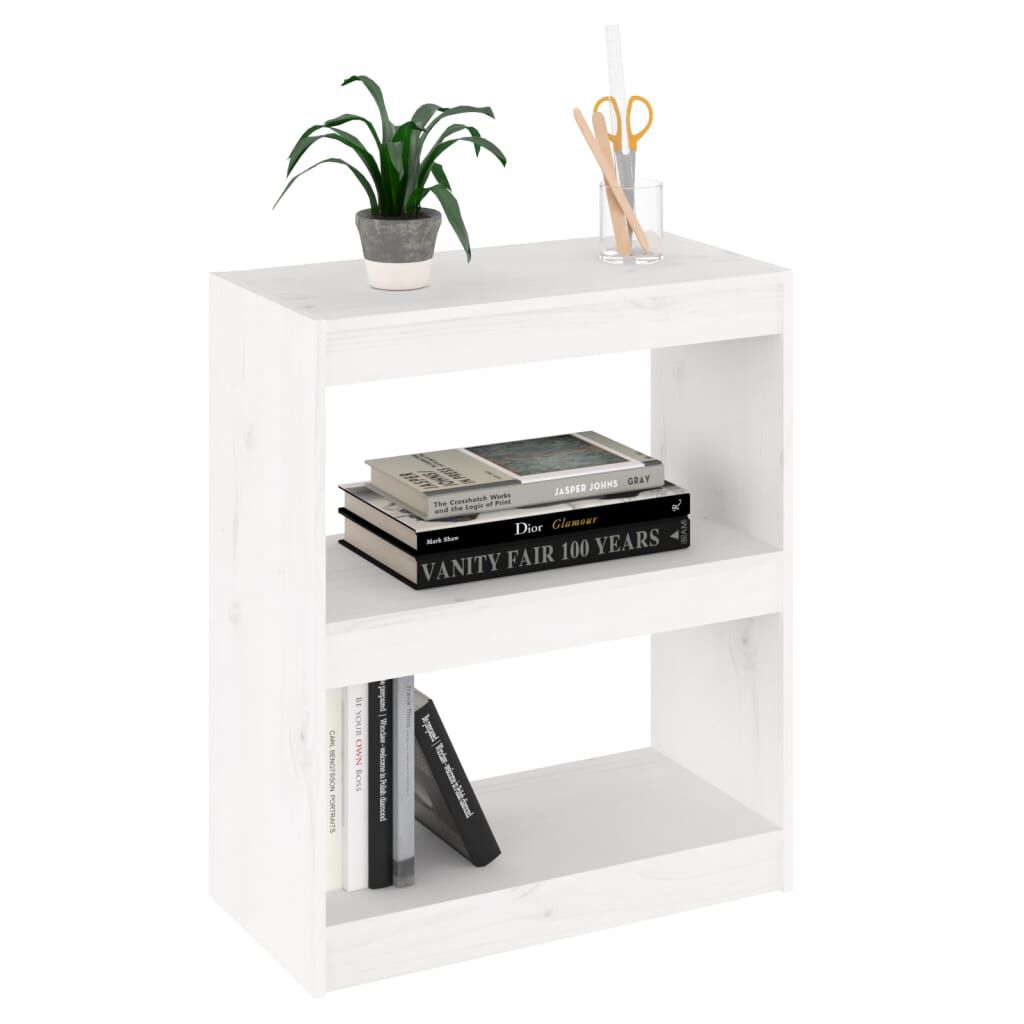 vidaXL Βιβλιοθήκη/Διαχωρ. Χώρου Λευκό 60x30x71,5 εκ. Μασίφ Ξύλο Πεύκου