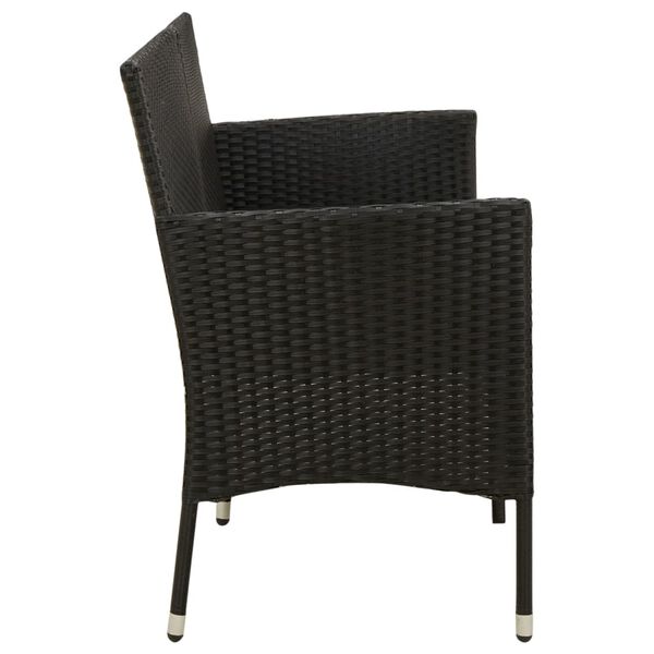 vidaXL Καναπές Κήπου Τριθέσιος Μαύρος από Συνθετικό Ρατάν με Μαξιλάρια