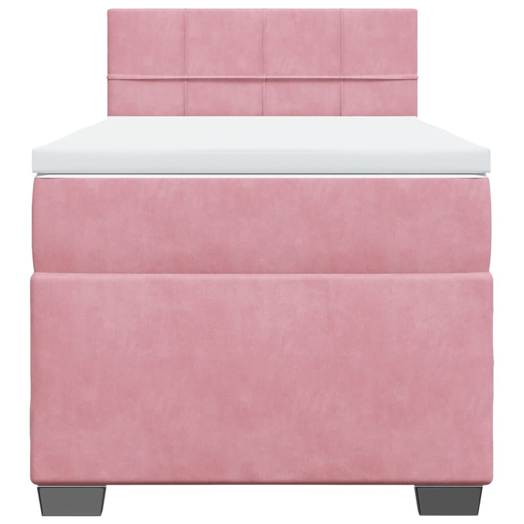 vidaXL Κρεβάτι Boxspring με Στρώμα Ροζ 80 x 200 εκ. Βελούδινο