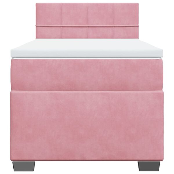 vidaXL Κρεβάτι Boxspring με Στρώμα Ροζ 80 x 200 εκ. Βελούδινο