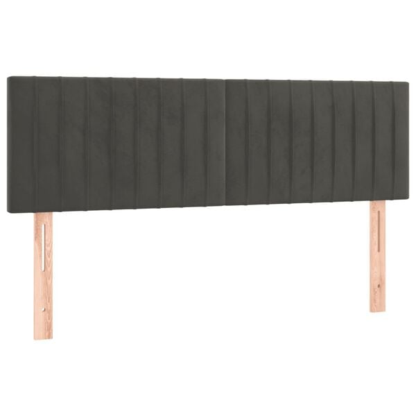 vidaXL Κεφαλάρι Κρεβατιού LED Σκούρο Γκρι 144x5x78/88 εκ. Βελούδινο