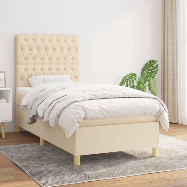 vidaXL &Kappa;&rho;&epsilon;&beta;ά&tau;&iota; Boxspring &mu;&epsilon; &Sigma;&tau;&rho;ώ&mu;&alpha; &Kappa;&rho;&epsilon;&mu; 100 x 200 &epsilon;&kappa;. &Upsilon;&phi;&alpha;&sigma;&mu;ά&tau;&iota;&nu;&omicron;