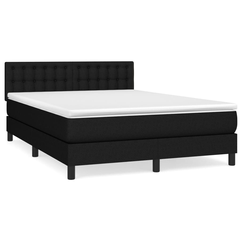 vidaXL Κρεβάτι Boxspring με Στρώμα Μαύρο 140x190 εκ. Υφασμάτινο