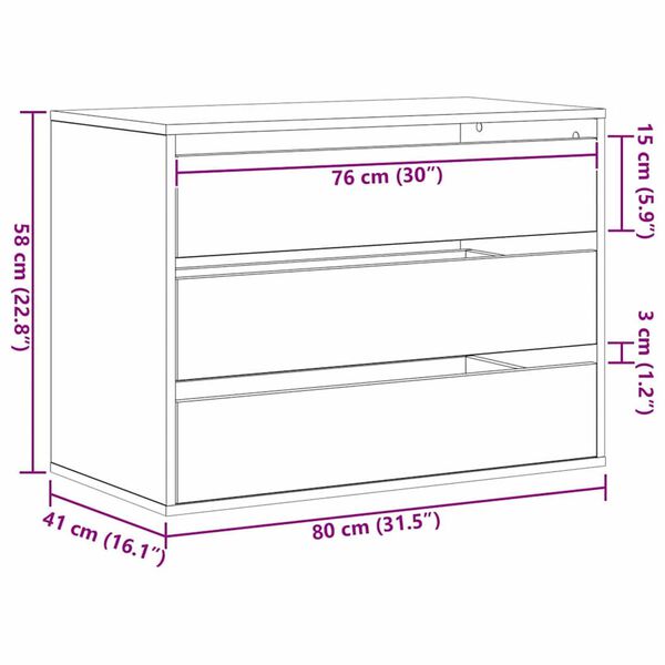 vidaXL Κουτί με Συρτάρια με συρτάρι Μαύρη δρυς 80 x 41 x 58 εκ.