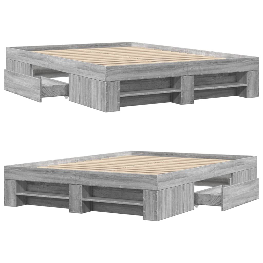 vidaXL Πλαίσιο Κρεβατιού Γκρι Sonoma 140x190 εκ. Επεξεργασμένο Ξύλο