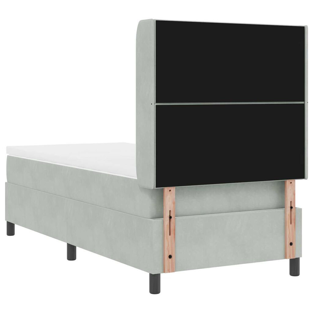 vidaXL Κρεβάτι Box Spring LED με Στρώμα Ανοιχτό γκρι 90 x 200 cm