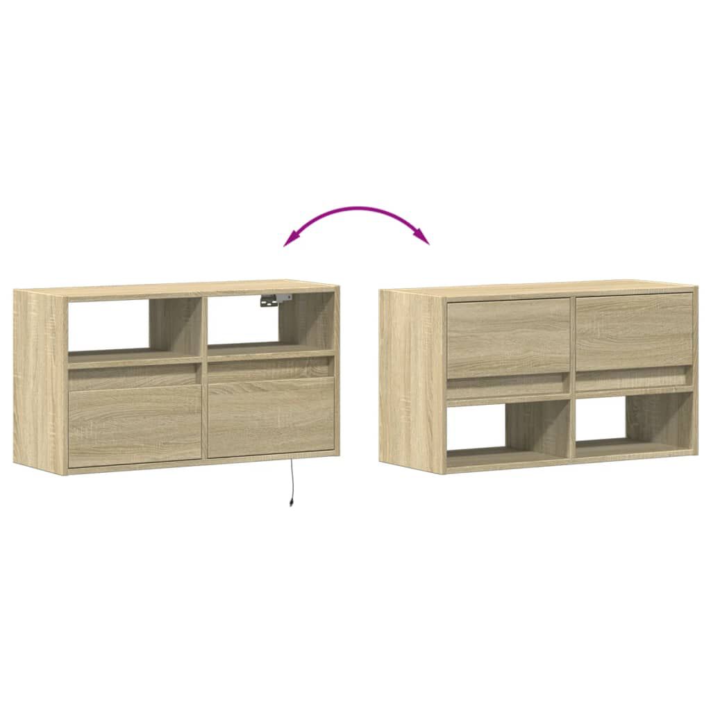 vidaXL Έπιπλο Τοίχου Τηλεόρασης με LED Sonoma Δρυς 80x31x45 εκ.