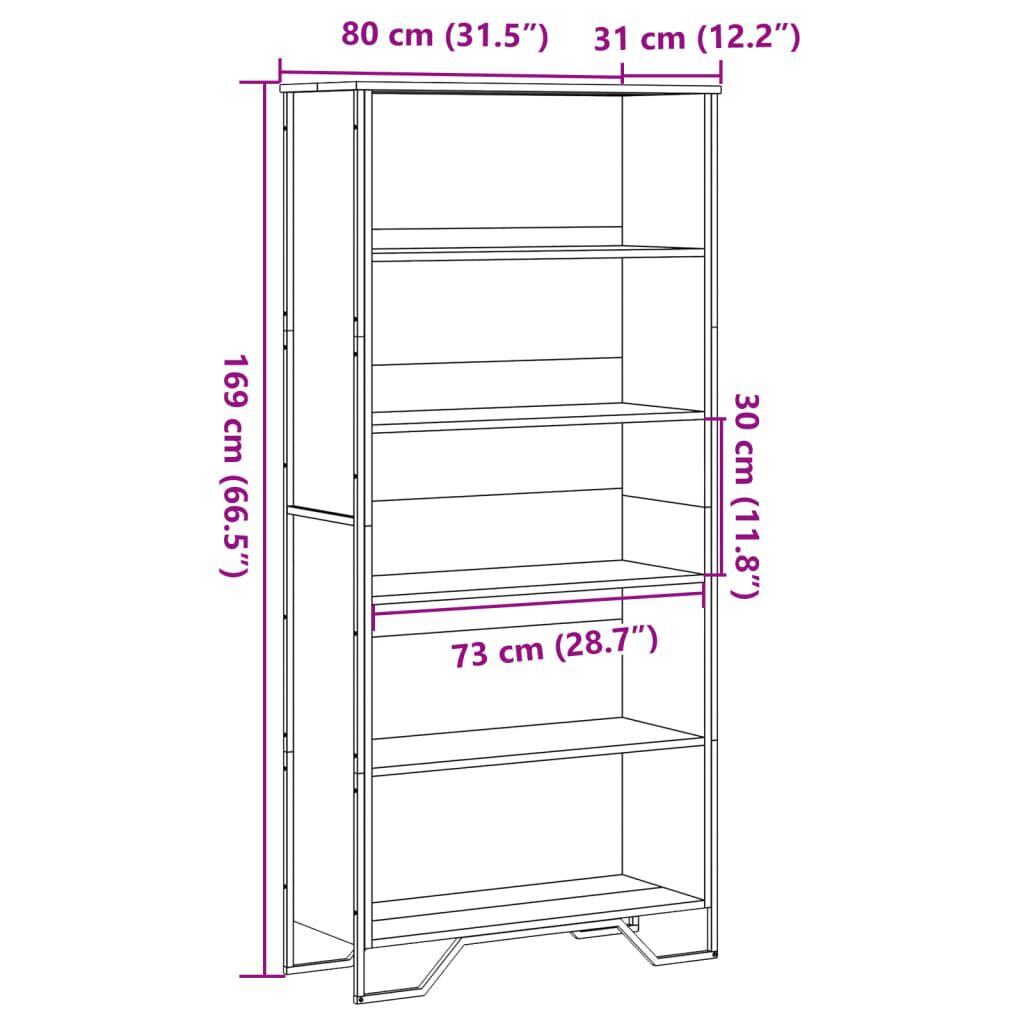 vidaXL Βιβλιοθήκη Χρώμα Sonoma Δρυς 80x31x169 εκ. Επεξεργασμένο Ξύλο