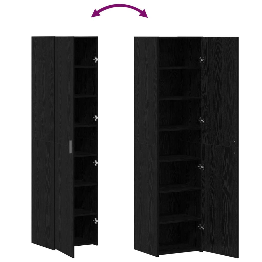 vidaXL Υψηλό Ντουλάπι Μαύρης Βελανιδιάς 45x42.5x185 εκ Επεξεργασμένο Ξύλο