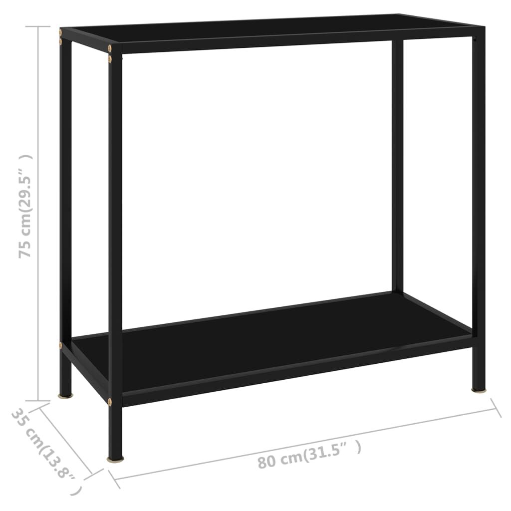 vidaXL Τραπέζι Κονσόλα Μαύρο 80 x 35 x 75 εκ. από Ψημένο Γυαλί