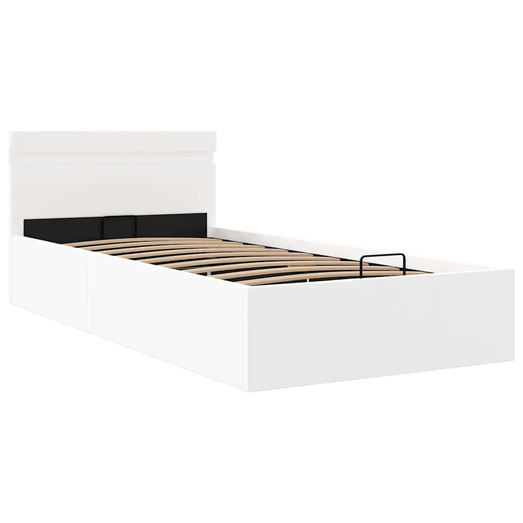 vidaXL Πλαίσιο Κρεβατιού Αποθ. Χώρο/LED Μαύρο 100x200 εκ. Δερματίνη