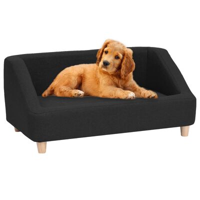 vidaXL Καναπές - Κρεβάτι Σκύλου Μαύρο 85 x 50 x 39 εκ. Λινό Ύφασμα