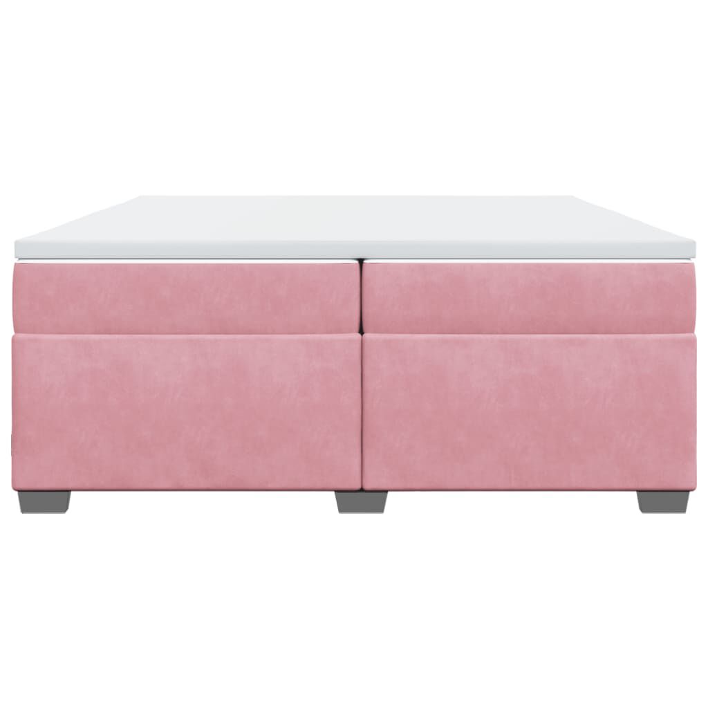 vidaXL Κρεβάτι Boxspring με Στρώμα Ροζ 200x200 εκ. Βελούδινο