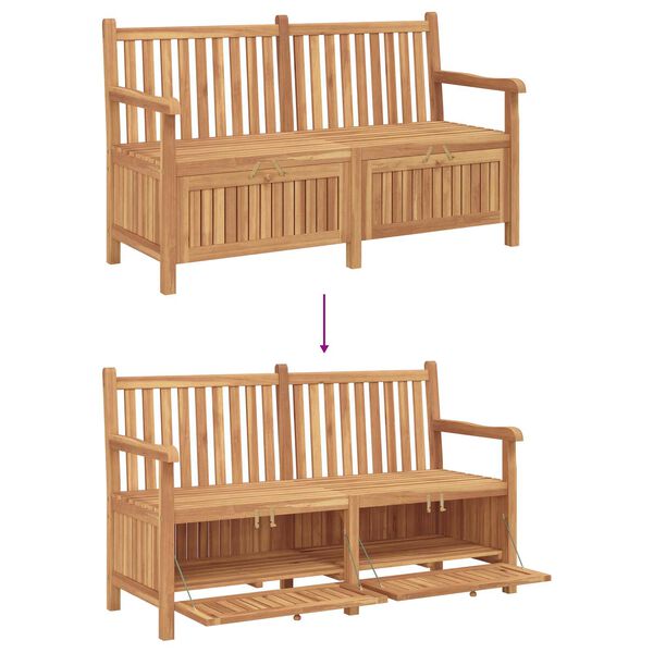 vidaXL Πάγκος Αποθήκευσης Κήπου Καφέ 150 x 60 x 90 εκ Μασίφ ξύλο teak