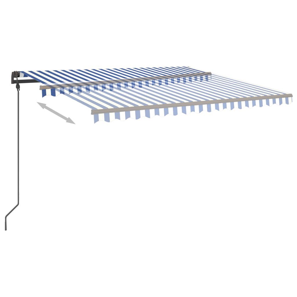 vidaXL Τέντα Αυτόματη με LED & Αισθητήρα Ανέμου Μπλε/Λευκό 5 x 3,5 μ.