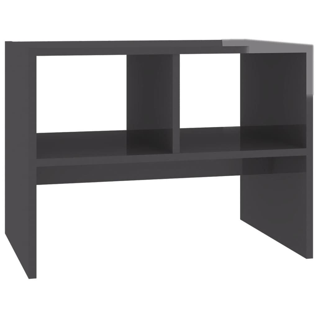 vidaXL Τραπέζι Βοηθητικό Γυαλιστερό Γκρι 60 x 40 x 45 εκ. Επεξ. Ξύλο