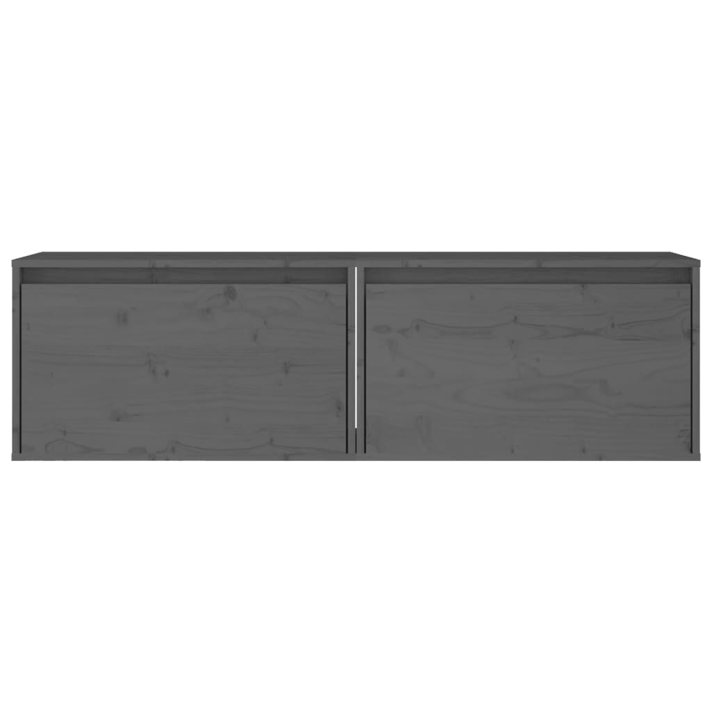 vidaXL Ντουλάπια Τοίχου 2 τεμ. Γκρι 60x30x35 εκ. από Μασίφ Ξύλο Πεύκου