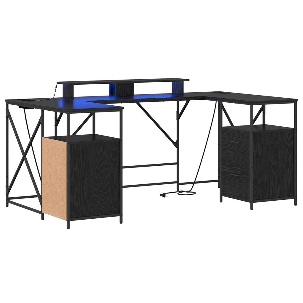 vidaXL Γραφείο Μαύρη Δρυς 182 x 101 x 87.5 εκ. Επεξεργασμένο ξύλο