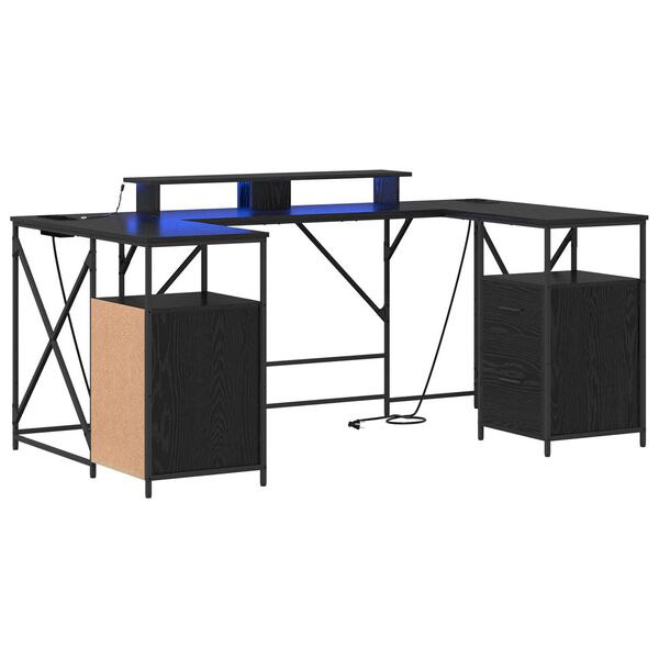 vidaXL Γραφείο Μαύρη Δρυς 182 x 101 x 87.5 εκ. Επεξεργασμένο ξύλο