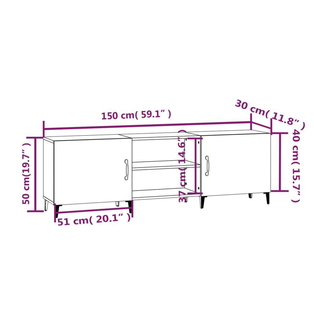 vidaXL Έπιπλο Τηλεόρασης Μαύρο 150x30x50 εκ. Επεξεργασμένο Ξύλο