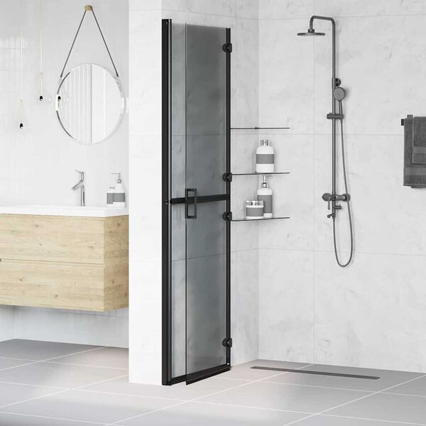 vidaXL Τοίχος ντους Walk-in Μαύρο και σκούρο διαφανές 120 x 190 cm