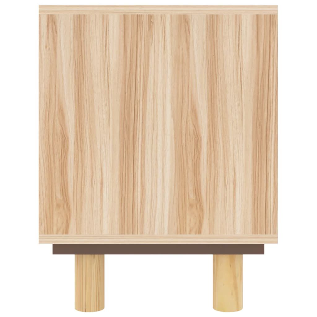 vidaXL Έπιπλο Τηλεόρασης Καφέ 105x30x40 εκ Μασίφ Πεύκο & Φυσικό Ρατάν