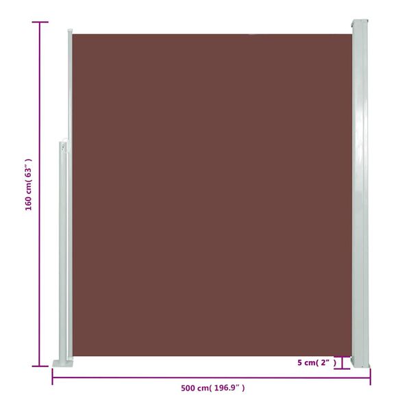 vidaXL Σκίαστρο Πλαϊνό Συρόμενο Καφέ 160 x 500 εκ.