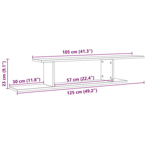 vidaXL Ράφι Τηλεόρασης Αρτισιανή Δρυς 125x18x23 εκ. Επεξεργασμένο Ξύλο