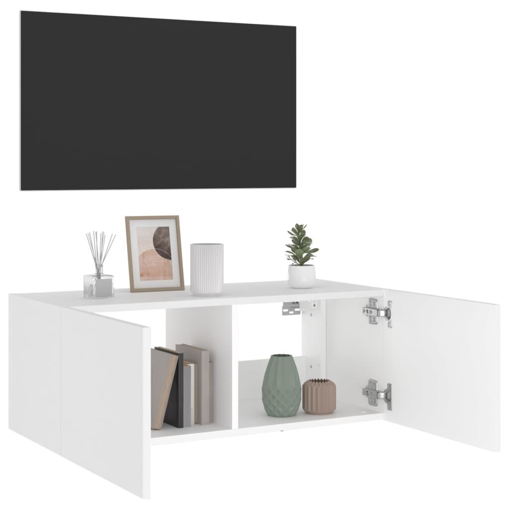 vidaXL Έπιπλο Τοίχου Τηλεόρασης με LED Λευκό 80x35x31 εκ.