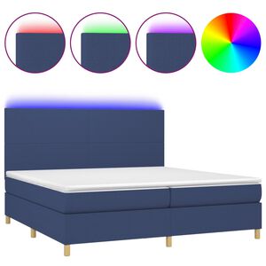 vidaXL &Kappa;&rho;&epsilon;&beta;ά&tau;&iota; Boxspring &mu;&epsilon; &Sigma;&tau;&rho;ώ&mu;&alpha; & LED &Mu;&pi;&lambda;&epsilon; 200x200 &epsilon;&kappa;. &Upsilon;&phi;&alpha;&sigma;&mu;ά&tau;&iota;&nu;&omicron;