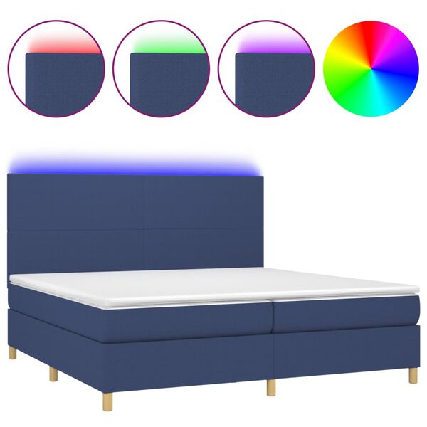 vidaXL &Kappa;&rho;&epsilon;&beta;ά&tau;&iota; Boxspring &mu;&epsilon; &Sigma;&tau;&rho;ώ&mu;&alpha; & LED &Mu;&pi;&lambda;&epsilon; 200x200 &epsilon;&kappa;. &Upsilon;&phi;&alpha;&sigma;&mu;ά&tau;&iota;&nu;&omicron;