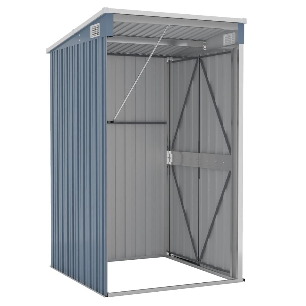 vidaXL Αποθήκη Κήπου Επιτοίχια Γκρι 118x100x178 εκ. Γαλβ. Χάλυβας