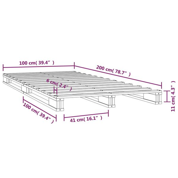 820387 vidaXL Καναπές από Παλέτες Άσπρο 100 x 200εκ. Μασίφ Ξύλο Πεύκου