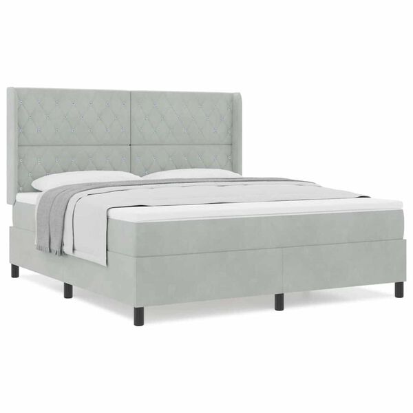 vidaXL Κρεβάτι με ελατήρια Ανοιχτό γκρι 180 x 200 cm Βελούδο